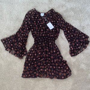 MISA Long sleeve patterned mini dress Size Small